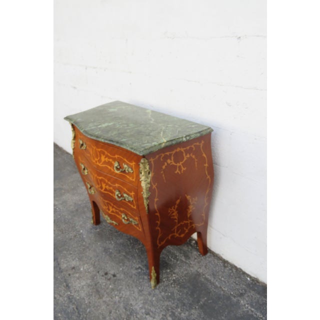 French French Marble Top Bombay Serpentine Inlay Commode Dresser Bathroom Vanity 6230 For Sale - Image 3 of 17