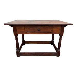 Antique Early American Style Farmhouse Walnut Tavern Kitchen Table. 19th Century