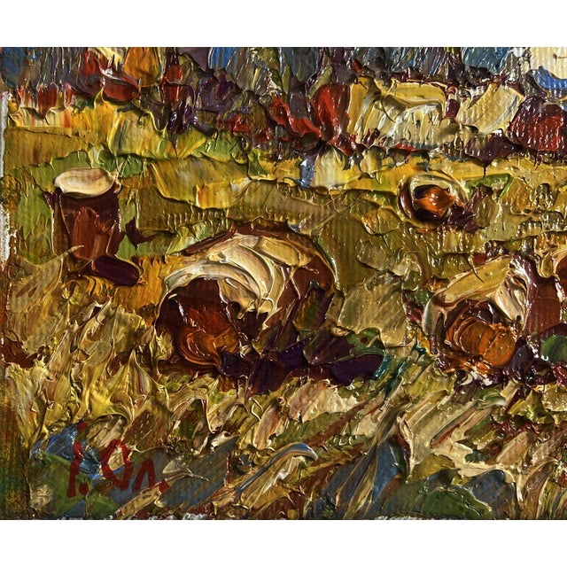 Oil Painting Haystacks in the Field Oleksiy Ivanyuk For Sale - Image 6 of 8