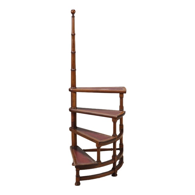 Library Ladder in Walnut-Stained Beech For Sale