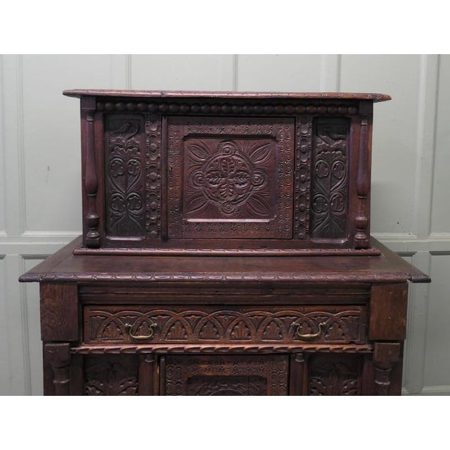 Carved Oak Court Cupboard, 17th Century For Sale - Image 3 of 8