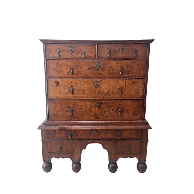 An exceptional late-17th-century William and Mary chest-on-stand, dating to circa 1675–1700, featuring beautifully figured...