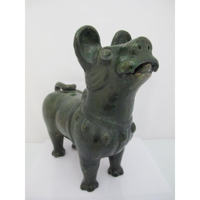 Chinese Chinese Green Glazed Dog Han Style Pottery Tomb Guardian Sculpture For Sale - Image 3 of 13