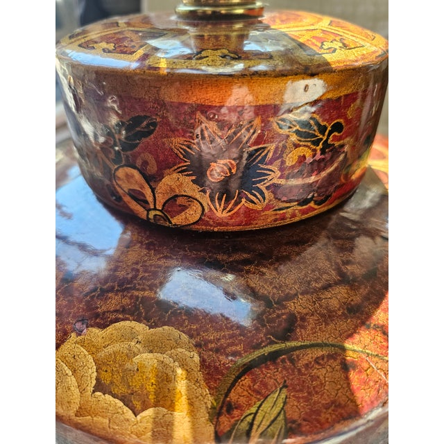 Frederick Cooper - Ceramic Hand Painted Red Ginger Jar Table Lamp For Sale - Image 9 of 10