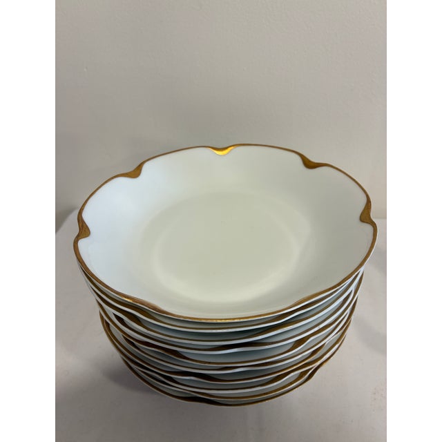 Antique Haviland & Co. Limoges Gold Scalloped Rim Bowls, Set of 10, France For Sale - Image 10 of 12