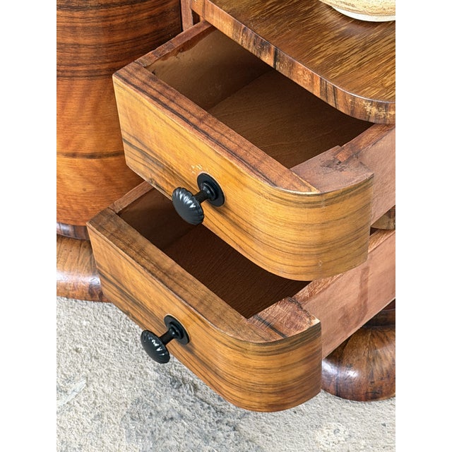 European Art Deco Walnut Bedside Tables, 1930s, Set of 2 For Sale - Image 6 of 10