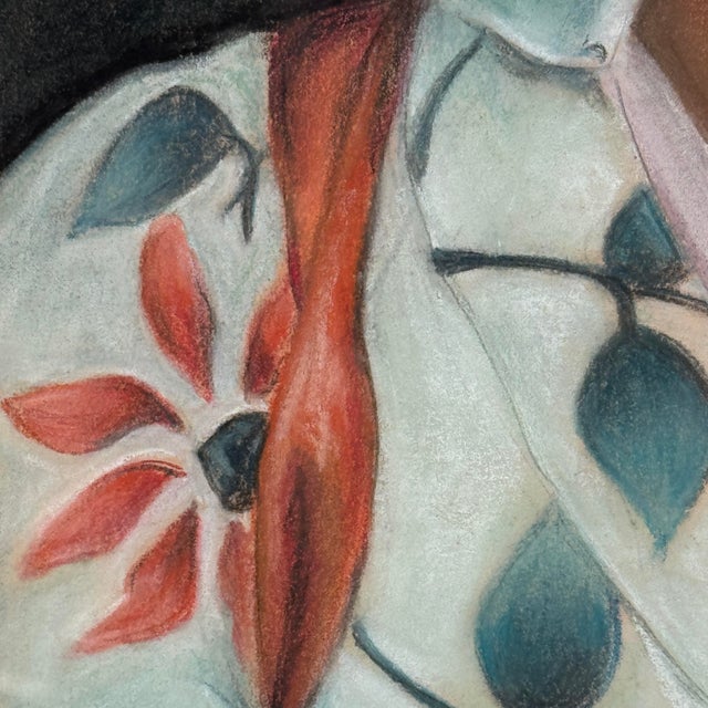 Drawing/Sketching Materials Vintage Original Pastel Portrait Painting of Japanese Woman in Kimono For Sale - Image 7 of 12