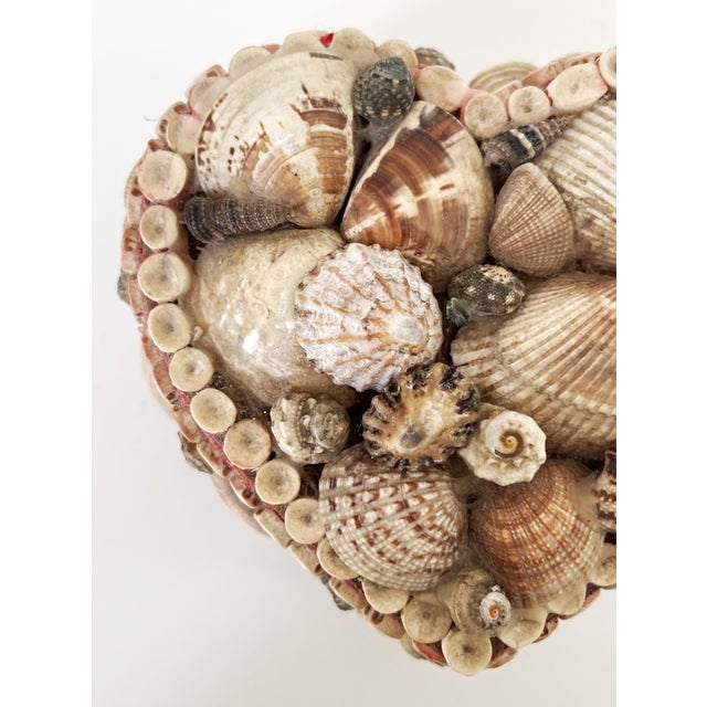 Shell Antique Sailors Valentine Shell Encrusted Heart Shaped Trinket Box, C 1920s For Sale - Image 7 of 8
