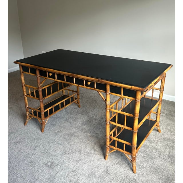 Baker Furniture Company Late 20th Century English Chinoiserie Style Bamboo Desk by Milling Road for Baker For Sale - Image 4 of 11