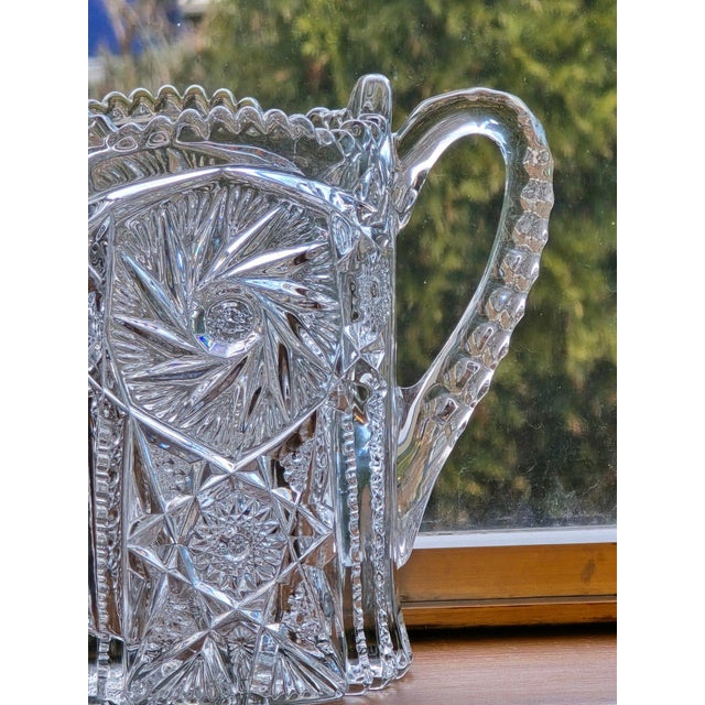 Antique American Brilliant Period Cut Glass Pitcher — Pinwheel Pattern, Heavy Hand-Cut Crystal, Circa 1900 For Sale - Image 4 of 4