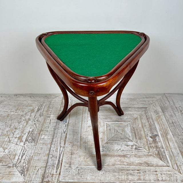 Triangular Bentwood Card Table from Thonet, 1900s For Sale - Image 3 of 10