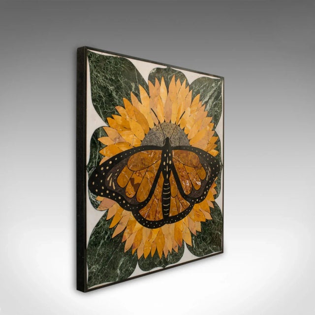 Monarch' is a vintage butterfly Pietra Dura. An English, decorative wall mounted or table top piece by the renowned...