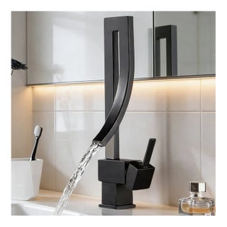 Black Bathroom Sink Faucet Single Handle Waterfall Basin 1 Hole Vanity Mixer Tap For Sale