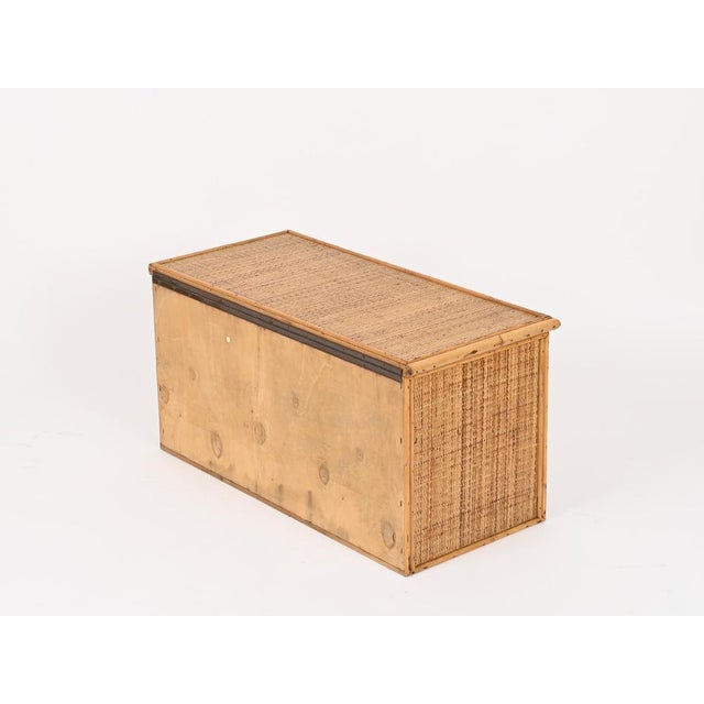 French Riviera Storage Chest in Bamboo and Wicker, Italy, 1970 For Sale - Image 13 of 15