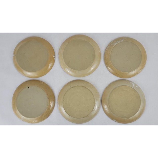 Stoneware Dessert Plates from Puisaye, 1970s, Set of 6 For Sale - Image 3 of 5