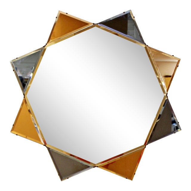 Vintage Art Deco Large Tone Diamond Star Shaped Wall Mirror Chairish