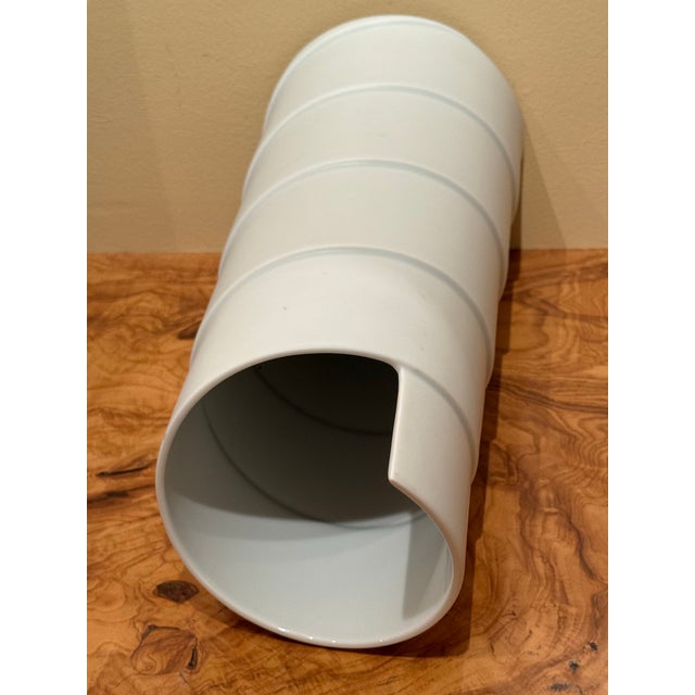 Ceramic Very Rare Large 13” Rosenthal Studio-Linie White Porcelain Spiral Vase by Marcello Morandini Vintage Germany Postmodern Circa 1980’s For Sale - Image 7 of 11