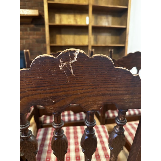 Set of 6 Vintage Drexel Furniture Co. Jacobean Revival Dining Chairs For Sale In Charlotte - Image 6 of 9