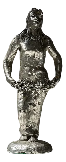 Vintage Myron Female Sculpture in Silver-Plated Pewter, 1980s