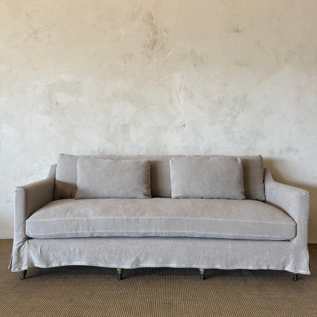 Contemporary Rudin Slipcovered Sofa - Flax For Sale - Image 3 of 8