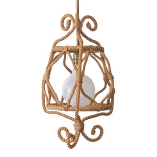 1960s Audoux Minet French Rope Lantern Pendant For Sale