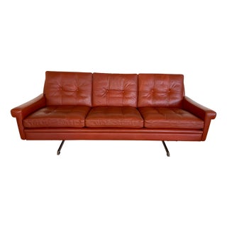 Danish 3-Seater Sofa in Cognac Leather and Chrome by Svend Skipper, 1960s For Sale