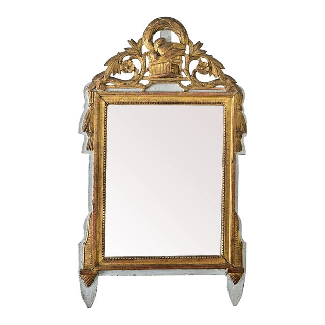 French 18th Century Louis XVI Gilt & Painted Mirror For Sale