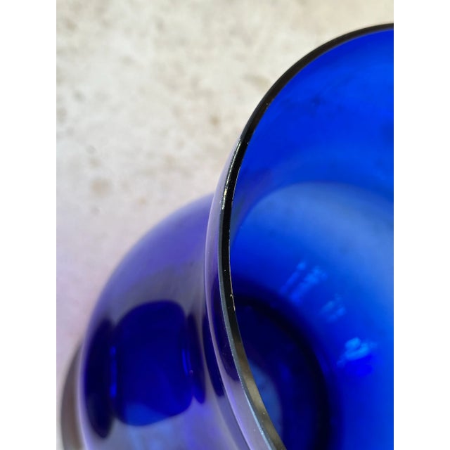 Vintage Hand Blown Cobalt Blue Vases-Pair For Sale - Image 9 of 11