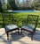Wood Air of Baker Chinoiserie Lacquered Lounge Chairs With Geometric Lattice Backs & Upholstered Seats For Sale - Image 7 of 18