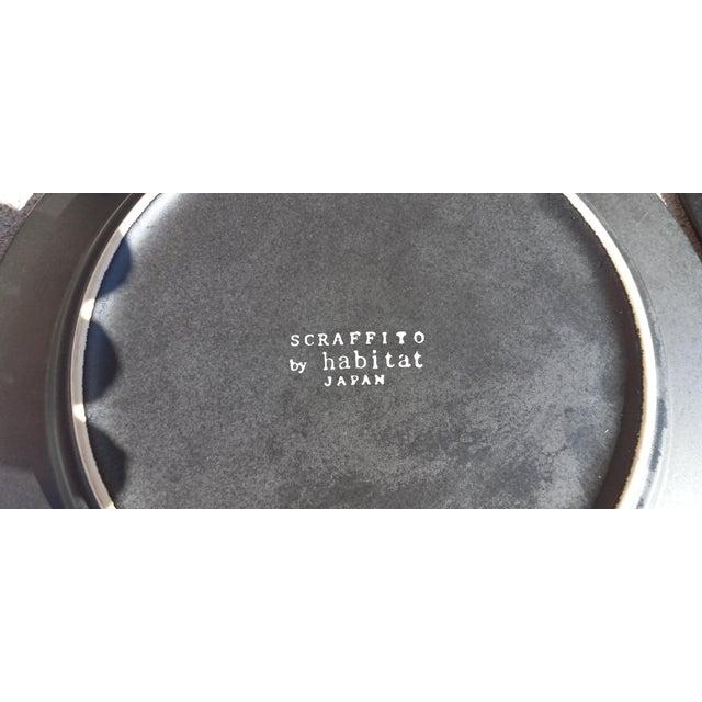 1980s Sgraffito by Habitat Japan Stoneware Dinner Plates- Set of 5 For Sale - Image 14 of 14