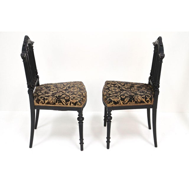 Set of Black Side Chairs, 1870 For Sale - Image 3 of 18