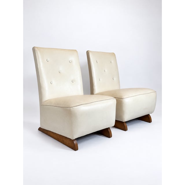 An exceptionally rare pair of Modernist Style lounge or slipper chairs. Willem Penaat Style Modernist Lounge Chairs, 1930s...