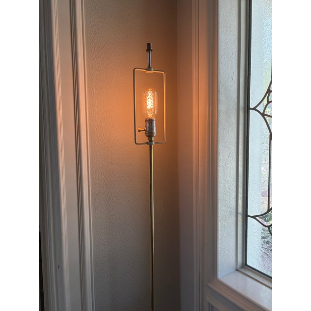 Chrome 1960s Adjustable Brass and Chrome Telescoping Floor Lamp, Attributed to Laurel For Sale - Image 8 of 15