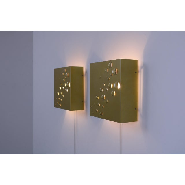 Star Rain C-1627-24 Gold Colored Wall Lamps by E. Jelles for Raak, 1960s, Set of 2 For Sale - Image 10 of 16