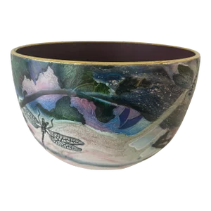 Vintage Ceramic Art Vessel - Dragonfly Bowl by Patrick Dragon
