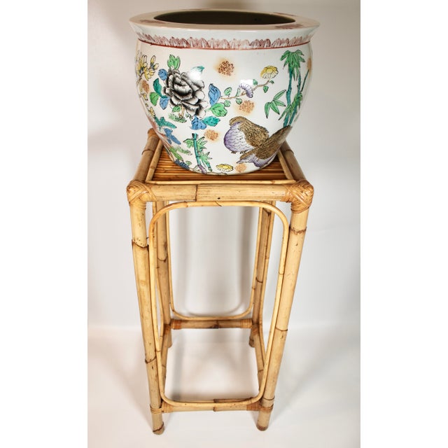1960s Vintage Boho Chic Bamboo Plant Stand / Side Table For Sale - Image 4 of 12