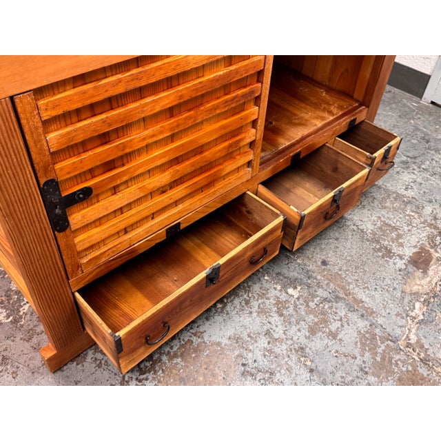 Vintage Japenese Marble Top Tansu For Sale - Image 4 of 12