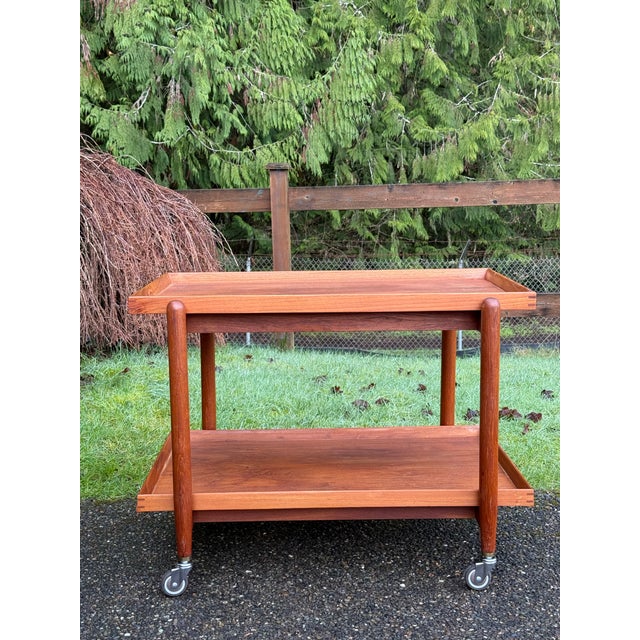 1960s 1960s Poul Hundevad for Domus Mid Century Danish Teak Expanding Serving Bar Cart, Attributed For Sale - Image 5 of 8