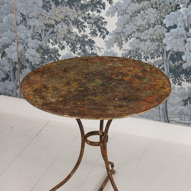 19th Century 19th C. French Metal Guéridon Round Side Table in Original Patina For Sale - Image 5 of 17