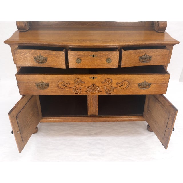Victorian Lions Heads Mirrored Backsplash Fine Carved Oak Sideboard MINT! For Sale - Image 13 of 18