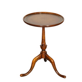 Vintage Theodore Alexander Brown Leather Top Side End Wine Table For Sale