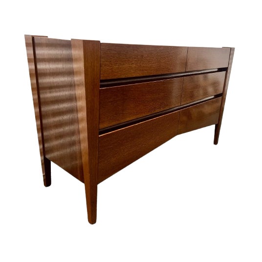 Mid-Century Modern Custom Berman Rosetti Exotic Wenge Wood 6 Drawer Canted Console Dresser. For Sale - Image 3 of 15