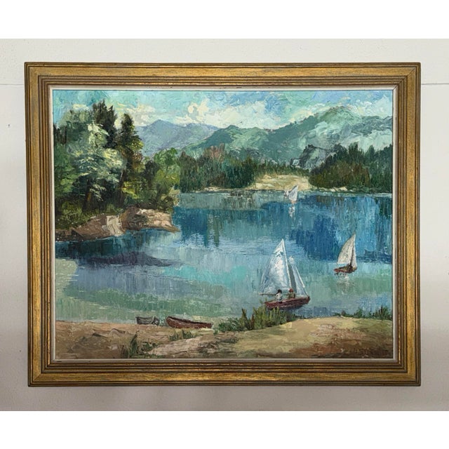 Wood V. Sheriff Sailing in California Original Oil Painting Vintage For Sale - Image 7 of 7