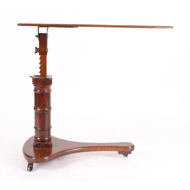 Victorian Mid 20th Century Victorian Tilt Top English Oak Reading Table on Casters For Sale - Image 3 of 8