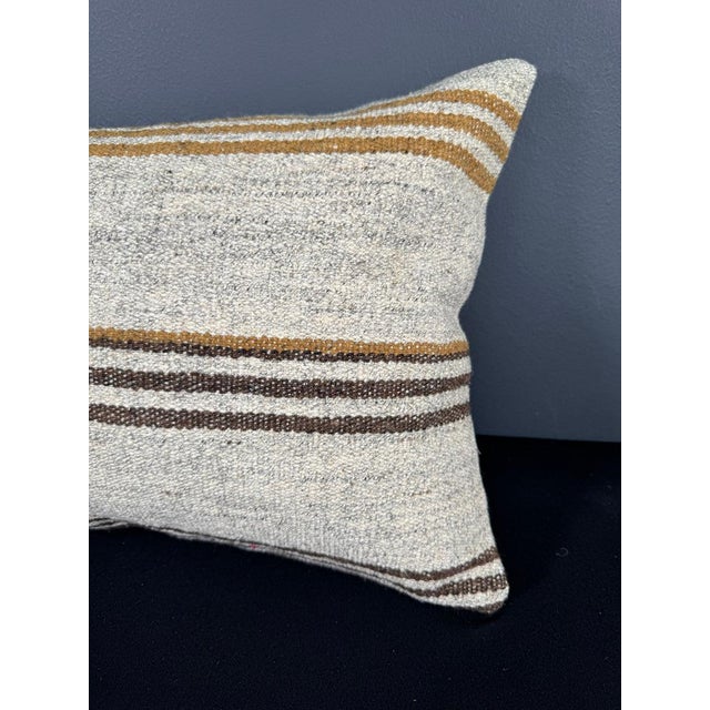 Turkish Hemp Pillow Cushion Natural Beige Brown Pillow Cushion Cover 16" x 24" For Sale - Image 4 of 4