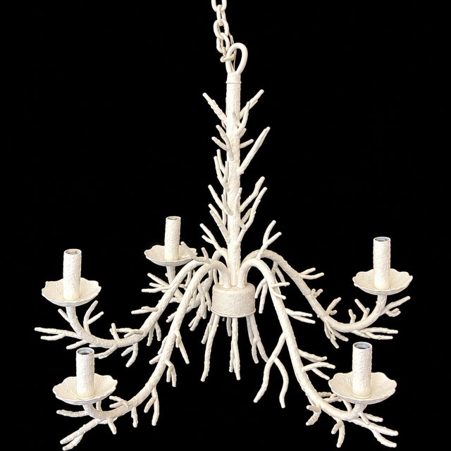 Chinoiserie Vintage Coral Five Light Chandelier For Sale - Image 3 of 3