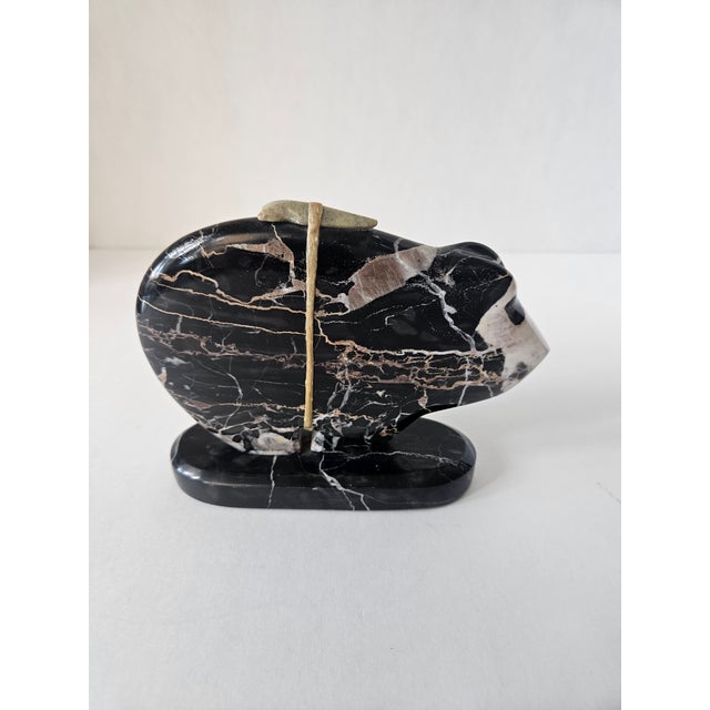 American Zuni Picasso Marble Large Bear Sculpture by Tom Hayes For Sale - Image 9 of 10