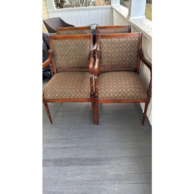 Vintage Fairfield Armchair Traditional Style Geometric Upholstery Wood Frame For Sale - Image 12 of 12