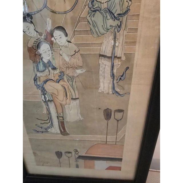 Antique Chinese Painting in a Pre Mid Century Frame For Sale - Image 10 of 12