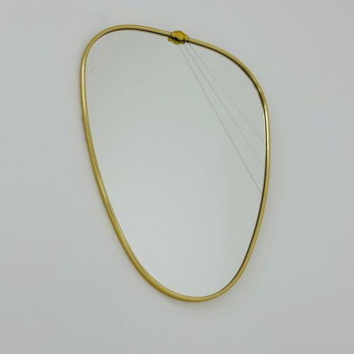 Mid-Century German Asymmetric Brass Mirror, 1960s For Sale - Image 4 of 11